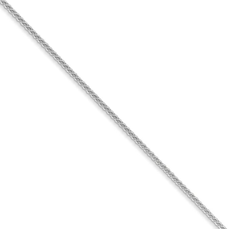 1mm 14k White Gold Solid Spiga Pendant Chain Necklace, 20 Inch